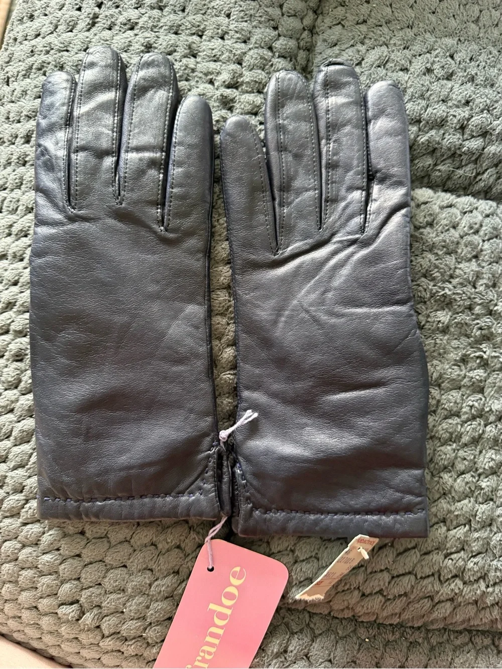 Stradivarius Navy blue Leather Gloves